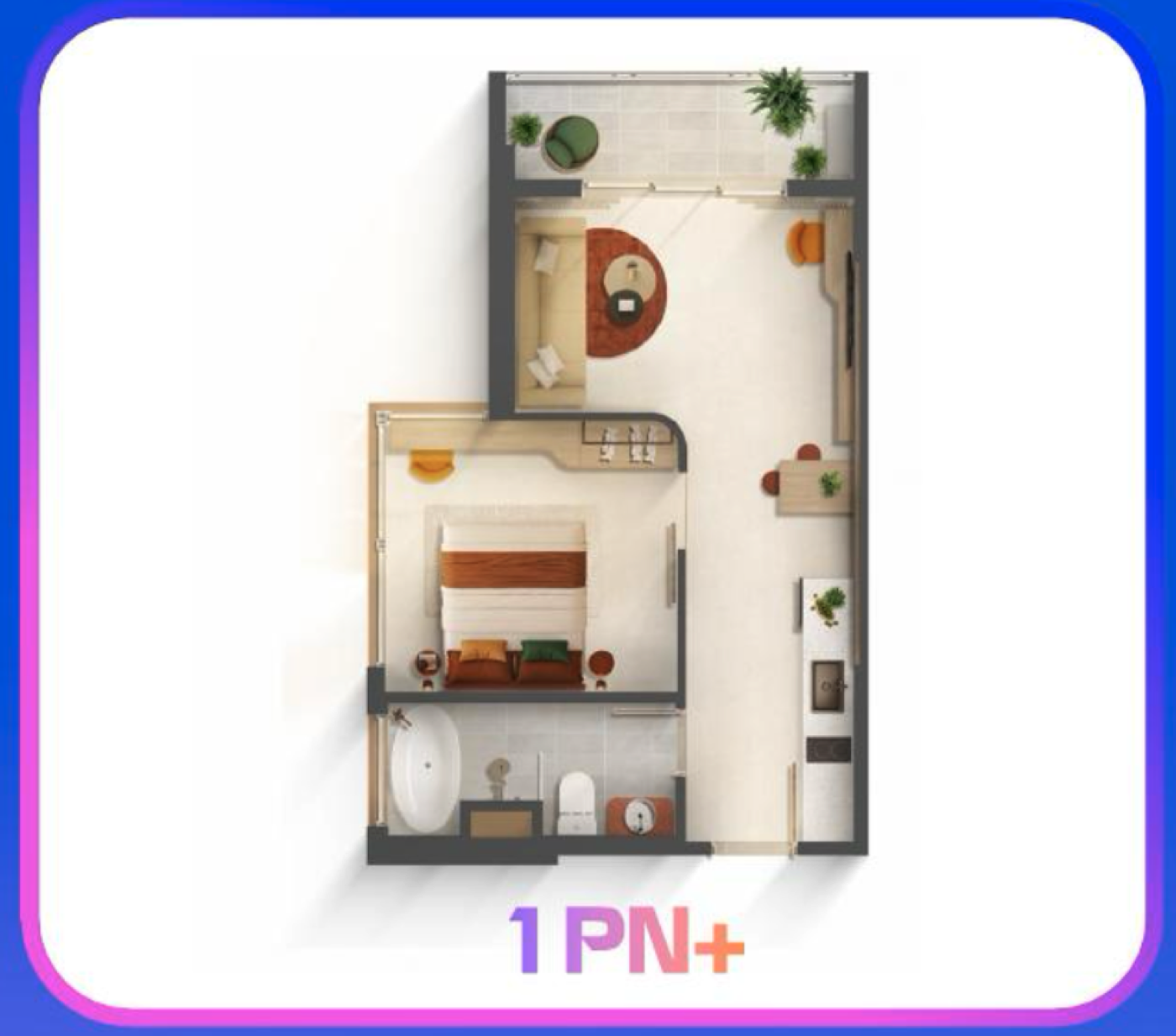 Mặt bằng căn 1PN+