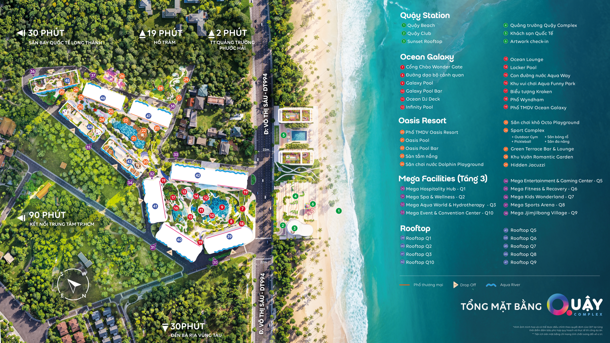 Tổng mặt bằng tiện ích Quậy Complex